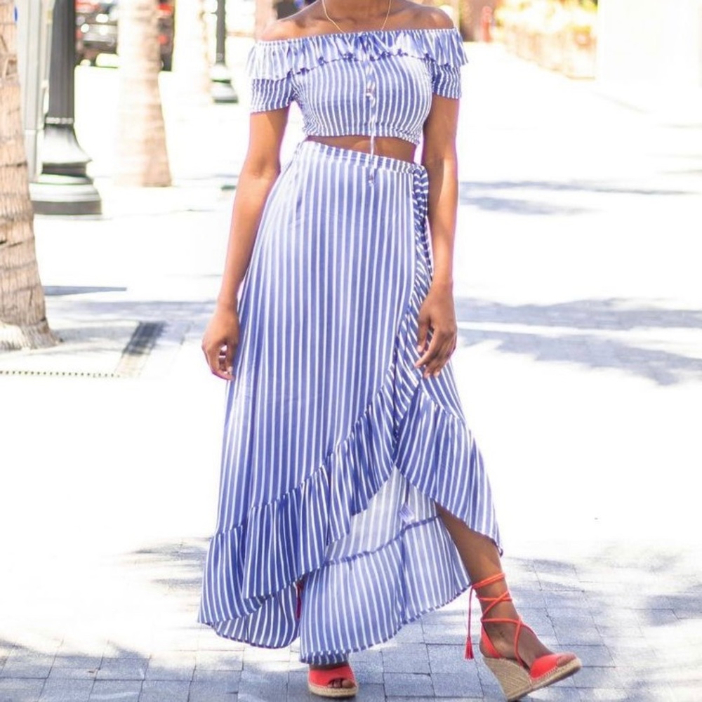 2 Piece white and Blue Size XS